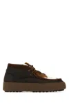 Moon Boot Multicolor Nylon And Leather Mtrack Mid Ankle Boots In Browncow Print