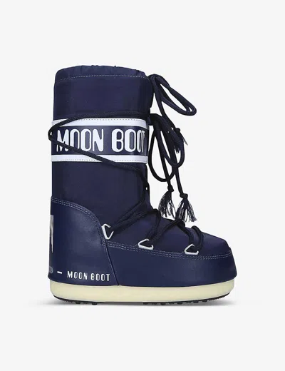 MOON BOOT NAVY ICON JUNIOR BRANDED NYLON SNOW BOOTS 3-7 YEARS EUR 27 / 9 UK,49390897