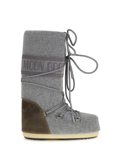 Moon Boot Nubuck Felt Snow Boot In Gray