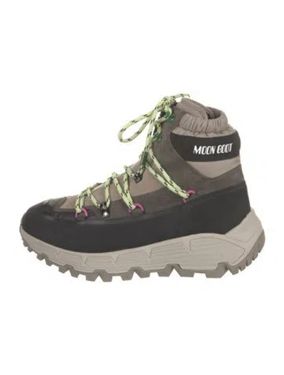 Pre-owned Moon Boot Nylon Colorblock Pattern Hiking Boots In Neutral