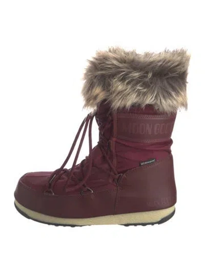 Pre-owned Moon Boot Nylon Faux Fur Trim Snow Boots In Black/neutrals