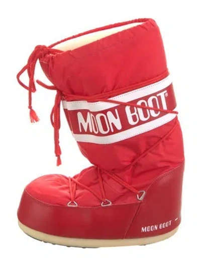 Pre-owned Moon Boot Nylon Graphic Print Boots In Red