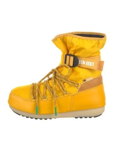 Pre-owned Moon Boot Nylon Graphic Print Boots In Yellow