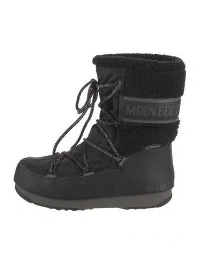 Pre-owned Moon Boot Nylon Graphic Print Lace-up Boots In Black