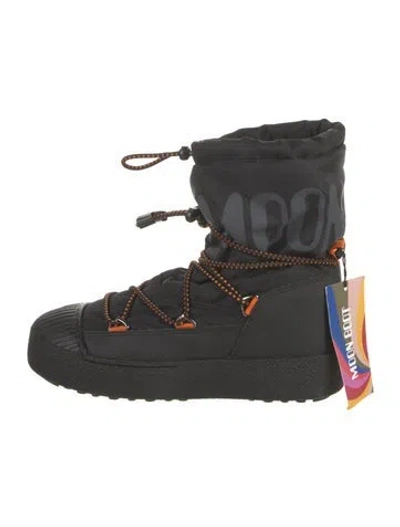 Pre-owned Moon Boot Nylon Graphic Print Lace-up Boots In Black