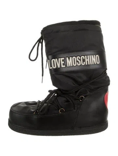 Pre-owned Moon Boot Nylon Graphic Print Lace-up Boots In Black