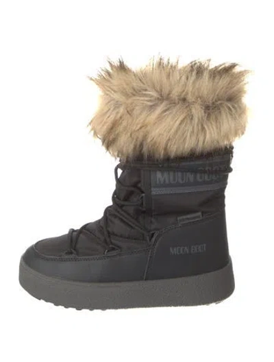 Pre-owned Moon Boot Nylon Graphic Print Lace-up Boots In Black