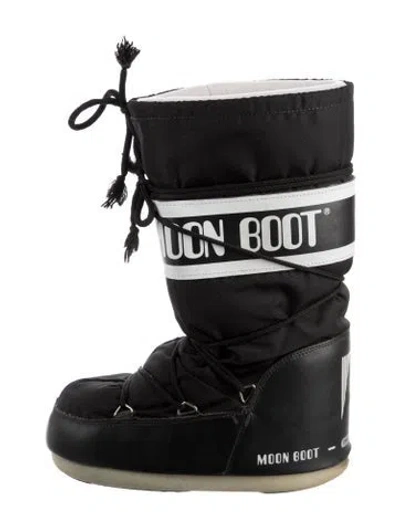 Pre-owned Moon Boot Nylon Graphic Print Lace-up Boots In Black