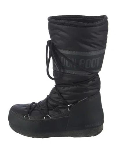 Pre-owned Moon Boot Nylon Graphic Print Lace-up Boots In Black