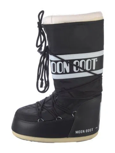 Pre-owned Moon Boot Nylon Graphic Print Lace-up Boots In Blue