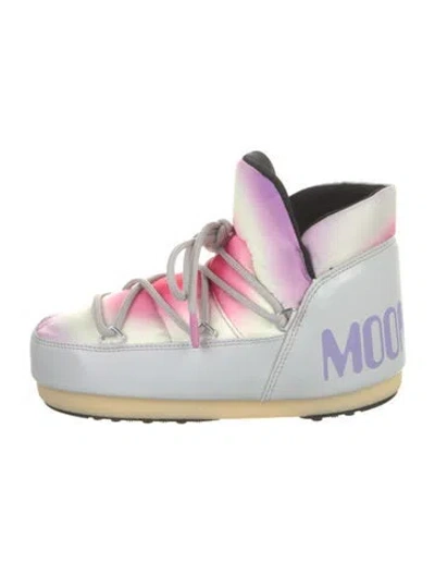Pre-owned Moon Boot Nylon Graphic Print Lace-up Boots In Gray