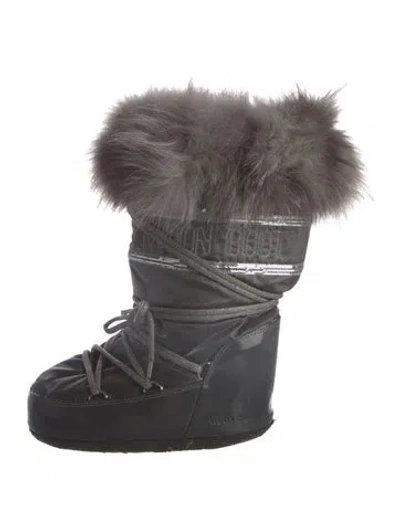 Pre-owned Moon Boot Nylon Graphic Print Lace-up Boots In Gray