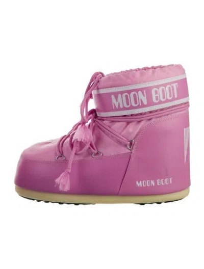 Pre-owned Moon Boot Nylon Graphic Print Lace-up Boots In Pink