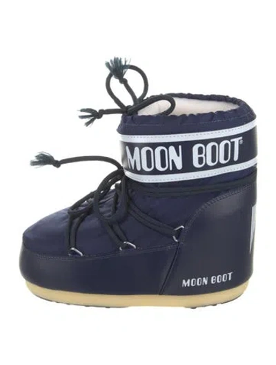 Pre-owned Moon Boot Nylon Graphic Print Lace-up Boots W/ Tags In Blue