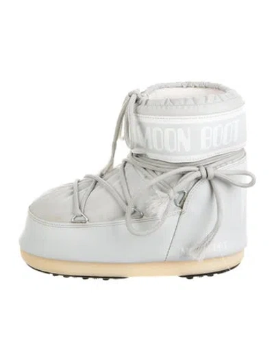 Pre-owned Moon Boot Nylon Graphic Print Lace-up Boots In White