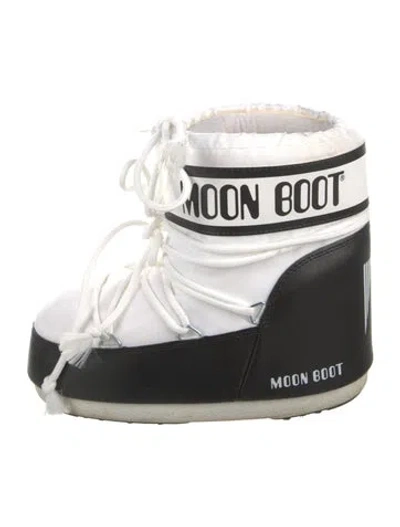 Pre-owned Moon Boot Nylon Graphic Print Lace-up Boots In White
