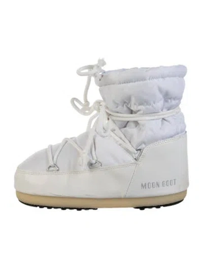 Pre-owned Moon Boot Nylon Graphic Print Lace-up Boots In White