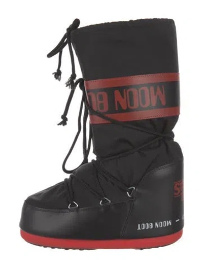 Pre-owned Moon Boot Nylon Graphic Print Snow Boots In Black/neutrals/white