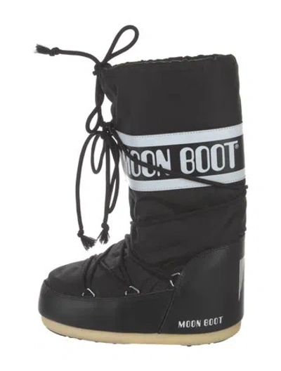 Pre-owned Moon Boot Nylon Graphic Print Snow Boots In Black/neutrals/white