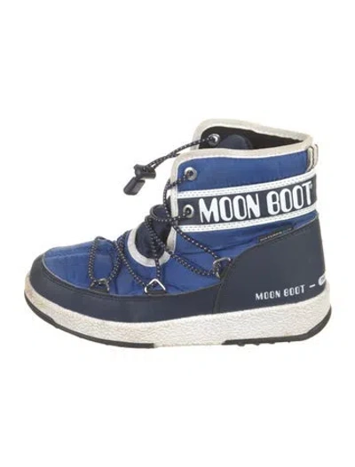 Pre-owned Moon Boot Nylon Graphic Print Snow Boots In Blue