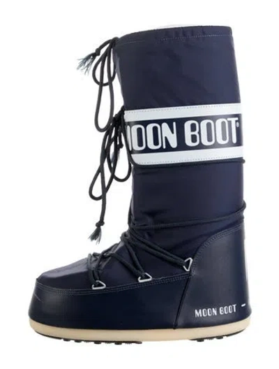 Pre-owned Moon Boot Nylon Graphic Print Snow Boots In Blue