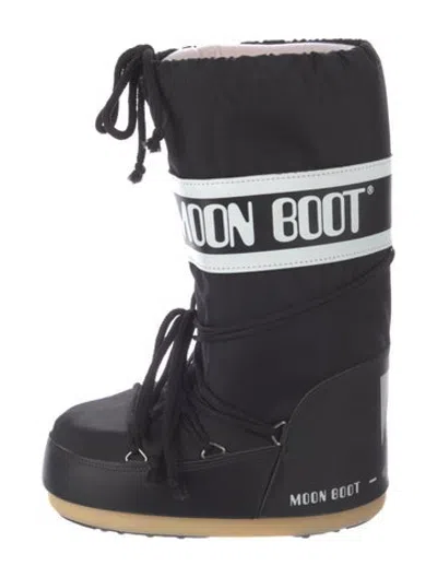Pre-owned Moon Boot Nylon Graphic Print Snow Boots In Blue