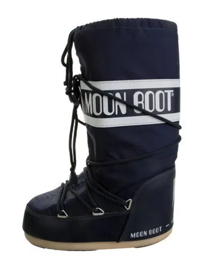 Pre-owned Moon Boot Nylon Graphic Print Snow Boots In Blue