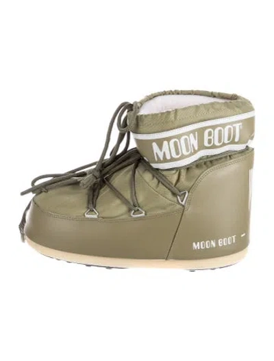 Pre-owned Moon Boot Nylon Graphic Print Snow Boots In Green