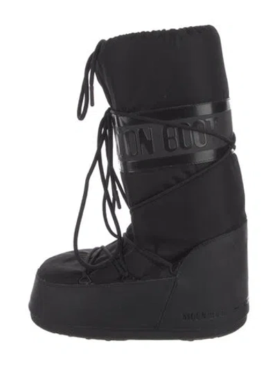 Pre-owned Moon Boot Nylon Lace-up Boots In Black