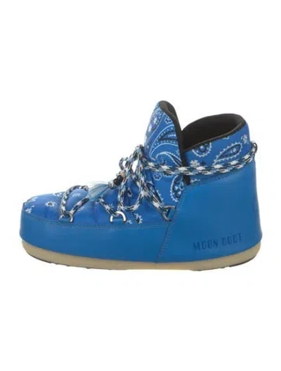 Pre-owned Moon Boot Nylon Lace-up Boots In Blue