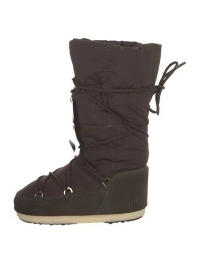 Pre-owned Moon Boot Nylon Lace-up Boots In Brown