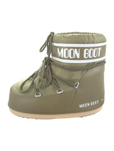 Pre-owned Moon Boot Nylon Lace-up Boots In Green