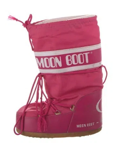 Pre-owned Moon Boot Nylon Lace-up Boots In Pink