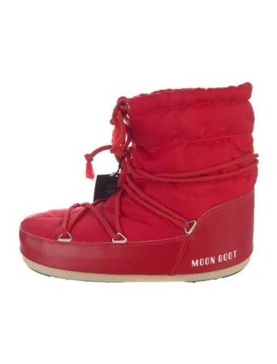 Pre-owned Moon Boot Nylon Lace-up Boots In Red