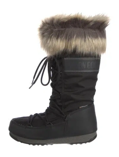 Pre-owned Moon Boot Nylon Lace-up Boots W/ Tags In Black