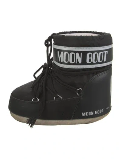 Pre-owned Moon Boot Nylon Printed Lace-up Boots In Black