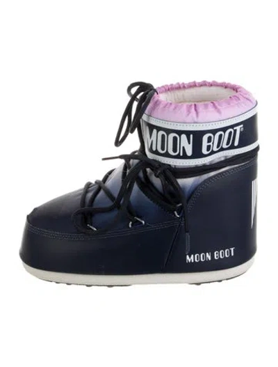 Pre-owned Moon Boot Nylon Printed Lace-up Boots In Blue