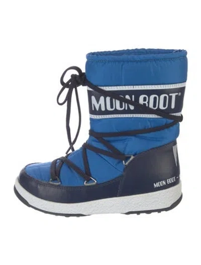 Pre-owned Moon Boot Nylon Printed Lace-up Boots In Blue