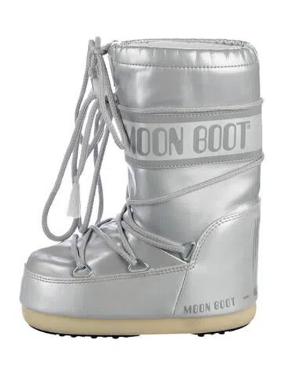 Pre-owned Moon Boot Nylon Printed Lace-up Boots In Gray