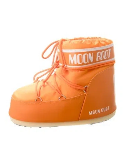 Pre-owned Moon Boot Nylon Printed Lace-up Boots In Orange