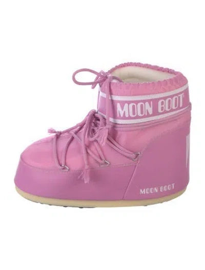 Pre-owned Moon Boot Nylon Printed Lace-up Boots In Pink