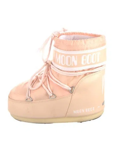 Pre-owned Moon Boot Nylon Printed Lace-up Boots In Pink