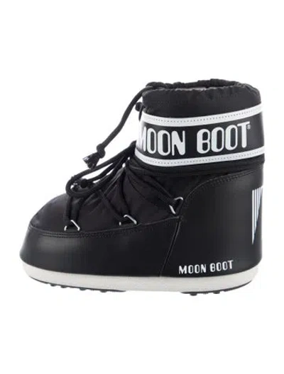 Pre-owned Moon Boot Nylon Printed Snow Boots In Black