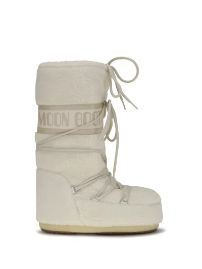 Moon Boot Off White Logo Boots In Neutral