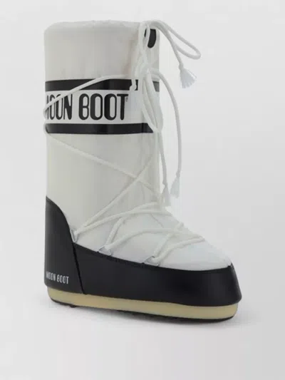 Moon Boot Padded Knee High Platform Sole Boots In White