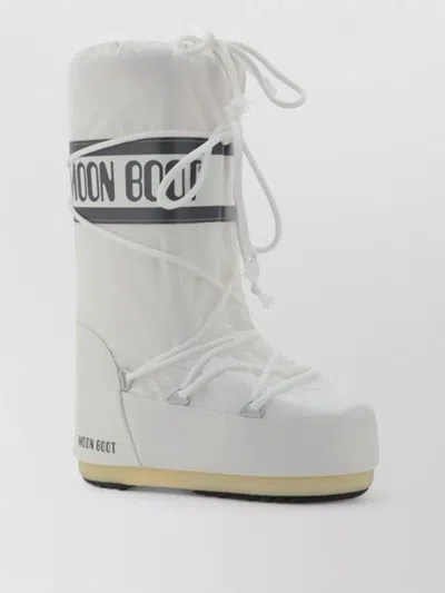 Moon Boot Padded Knee Length Platform Sole Boots In White