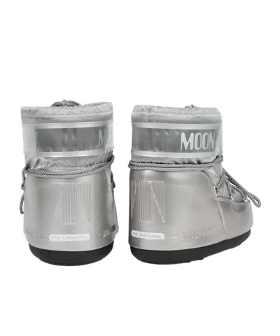 Moon Boot Padded Metallic Satin Snow Boots In Gray