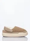 Moon Boot Mb Park Clog Slipper-mule In Beige Leather And Fabric In Beige