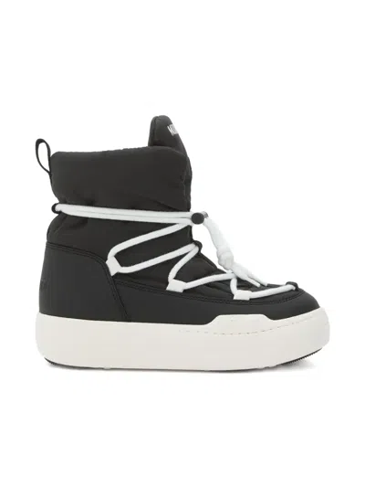 Moon Boot Kids' Park Icon Lace-up Quilted Snow Boots In Black