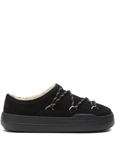 MOON BOOT PARK LACE-DETAIL SHEARLING SLIPPERS